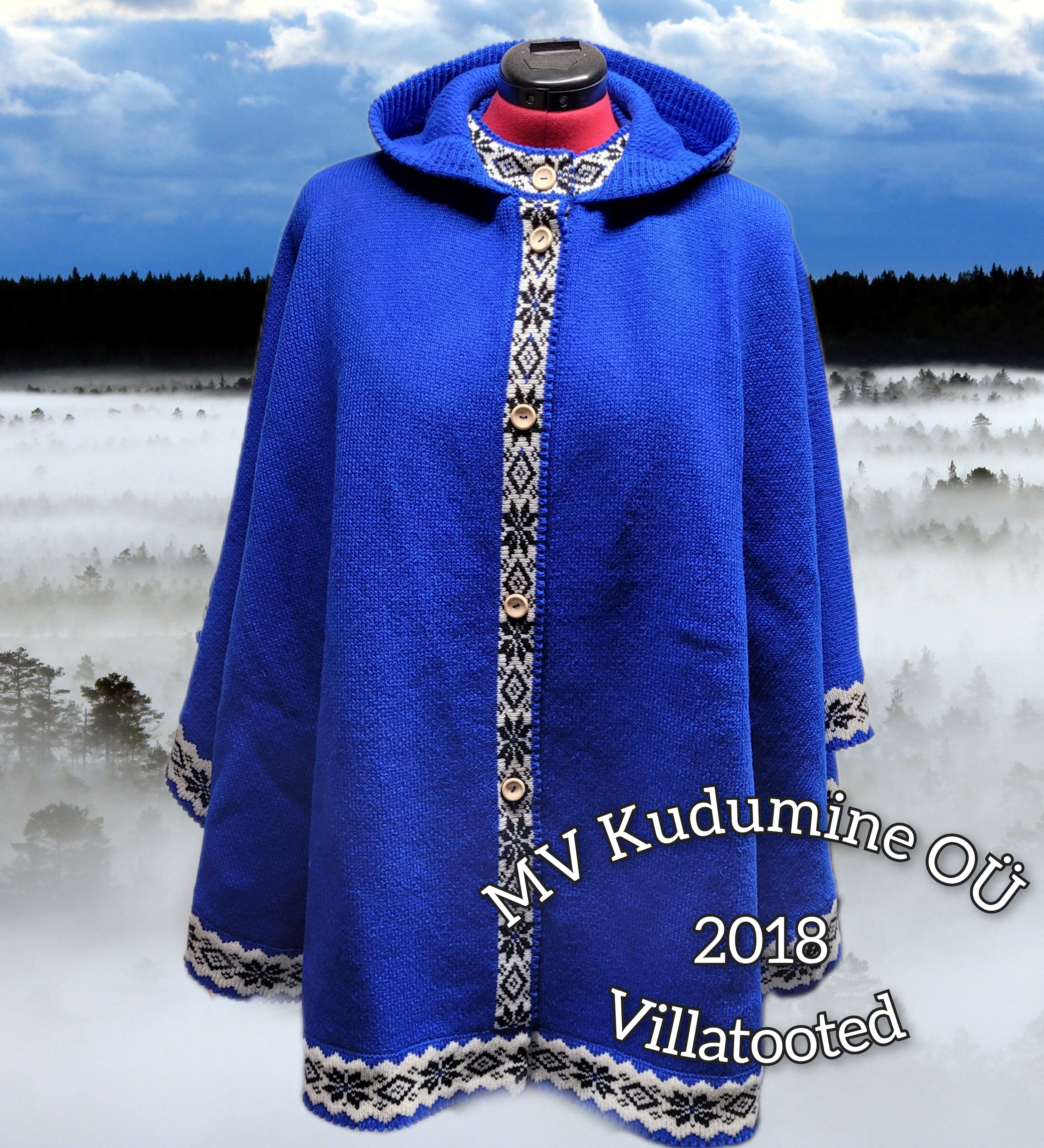 Knitted wool poncho thumbnail 2