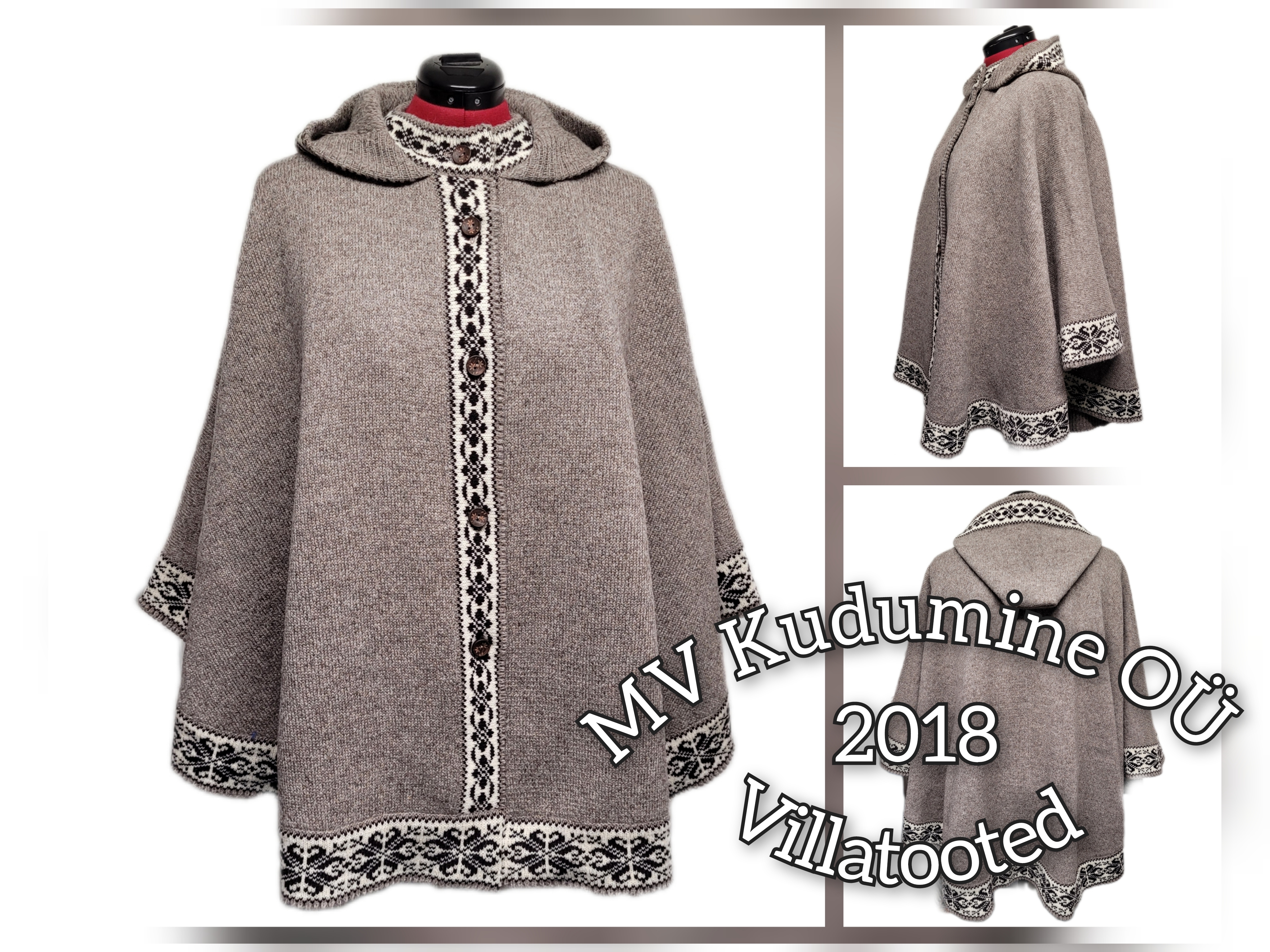 Knitted wool poncho thumbnail 2